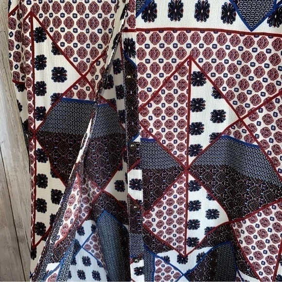 Umgee Mixed Pint Sleeveless Button Down Tunic - Picture 3 of 5